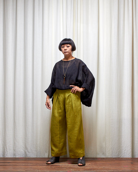 STRIKER trousers - Pesto Linen