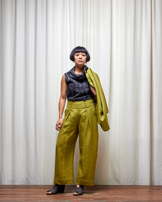 STRIKER trousers - Pesto Linen