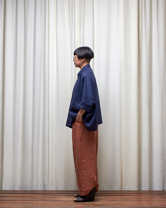 THE ADLER duster dresshirt - Navy Linen