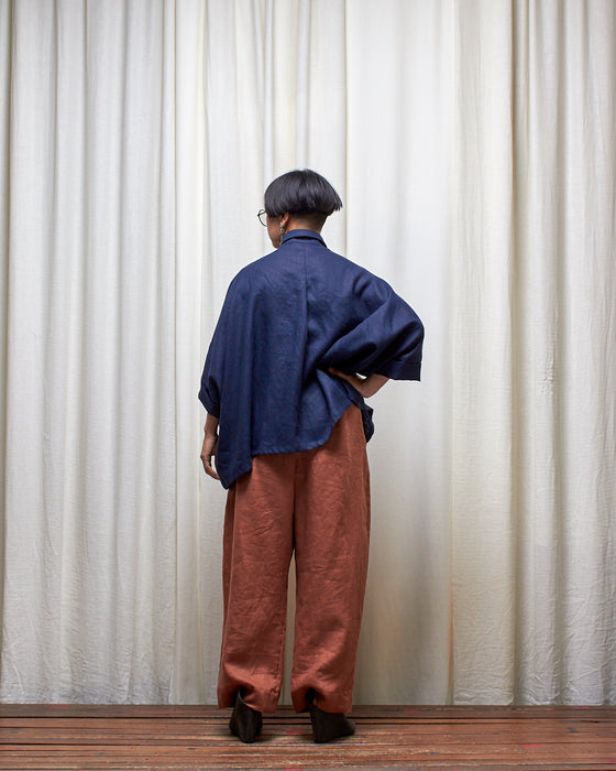 THE ADLER duster dresshirt - Navy Linen