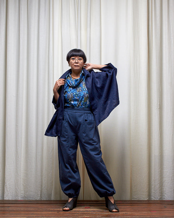 THE ADLER duster dresshirt - Navy Linen