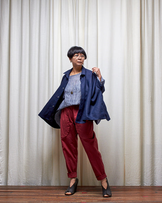 THE ADLER duster dresshirt - Navy Linen