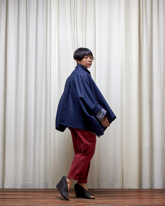 THE ADLER duster dresshirt - Navy Linen