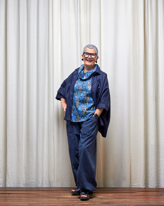THE ADLER duster dresshirt - Navy Linen