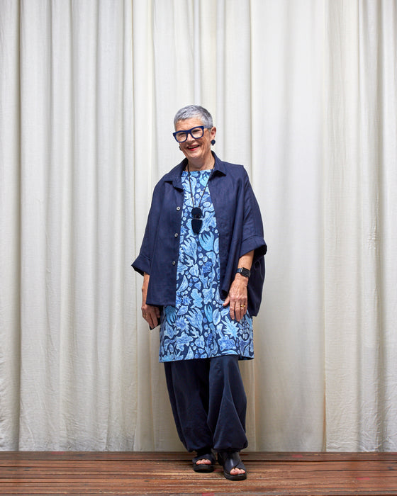THE ADLER duster dresshirt - Navy Linen