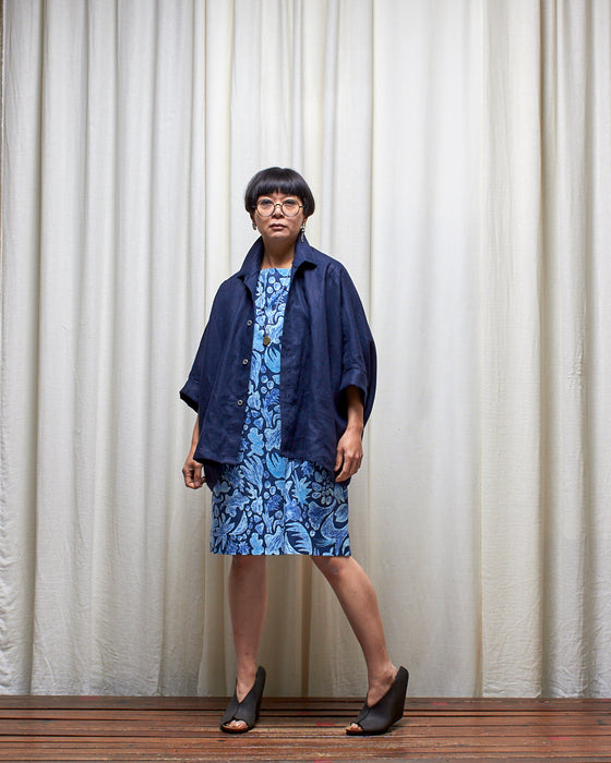 THE ADLER duster dresshirt - Navy Linen