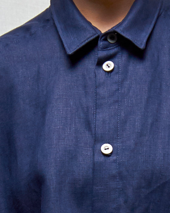THE ADLER duster dresshirt - Navy Linen