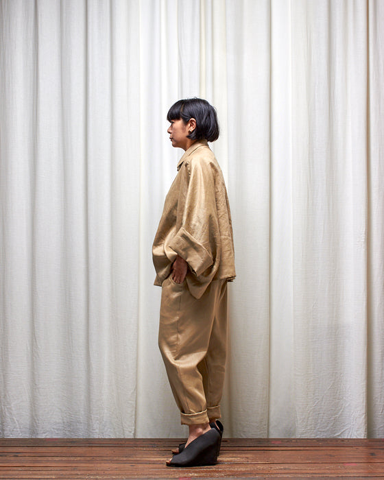 THE ADLER duster dresshirt - Pale Gold Linen