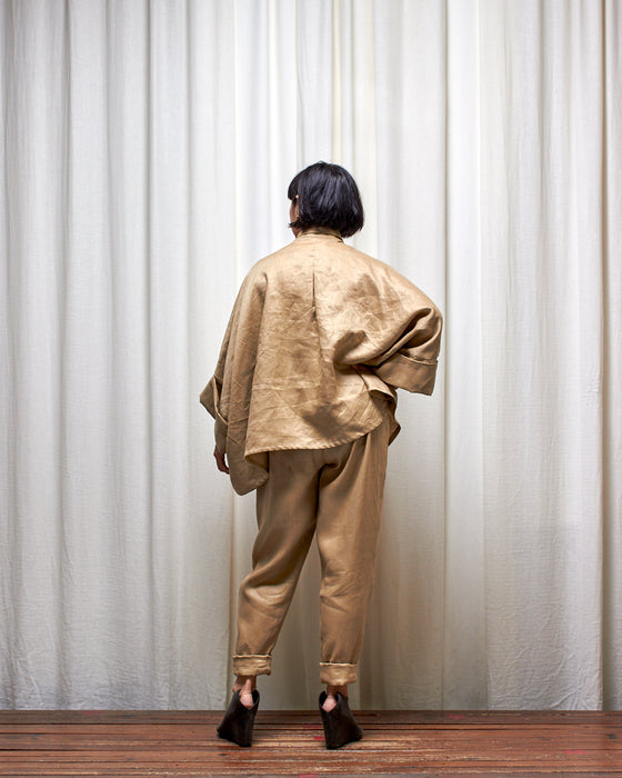 THE ADLER duster dresshirt - Pale Gold Linen