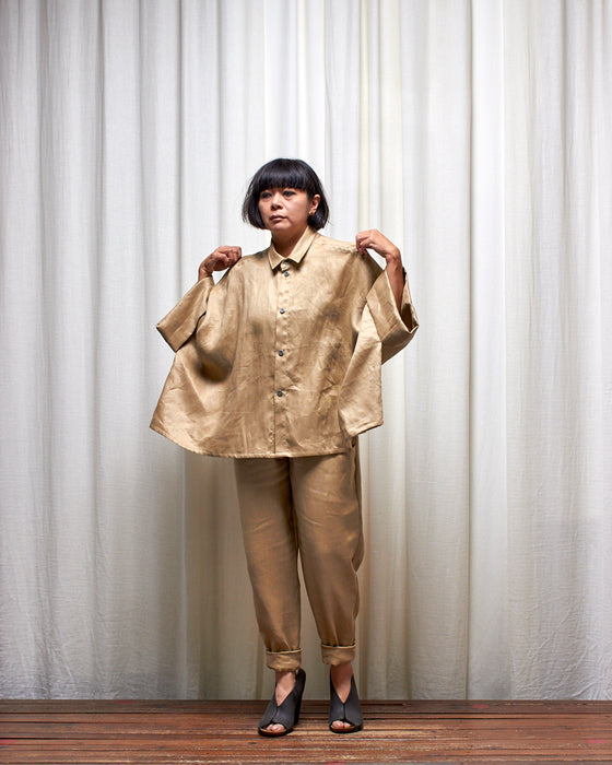 THE ADLER duster dresshirt - Pale Gold Linen