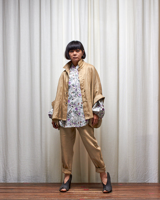 THE ADLER duster dresshirt - Pale Gold Linen