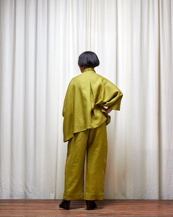 THE ADLER duster dresshirt - Pesto Linen