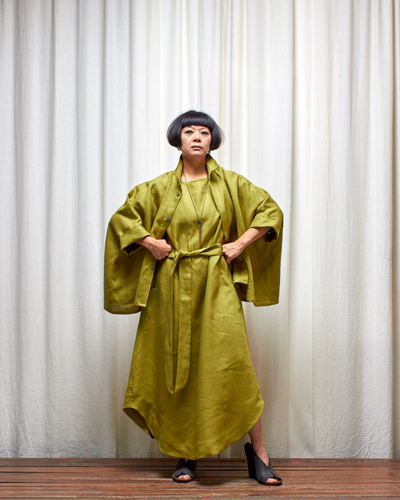 THE ADLER duster dresshirt - Pesto Linen