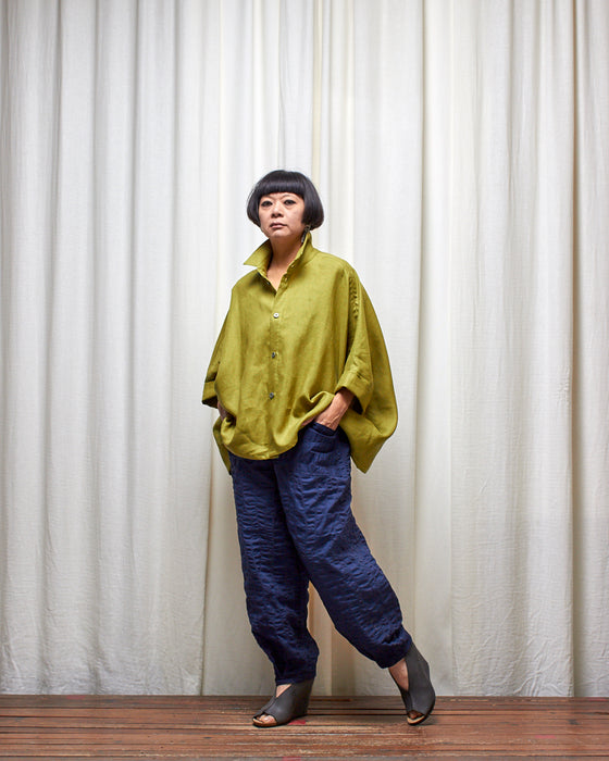 THE ADLER duster dresshirt - Pesto Linen