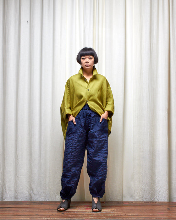 THE ADLER duster dresshirt - Pesto Linen