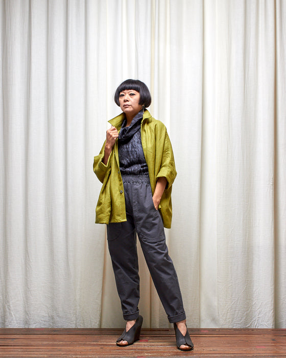 THE ADLER duster dresshirt - Pesto Linen