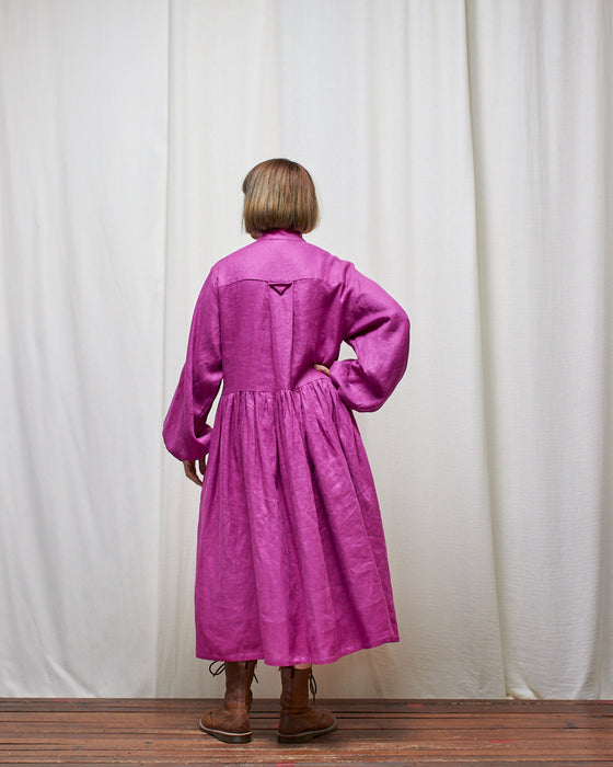 THE DRESSMAKER dress - Pink Grevillea Linen LUCKY LAST