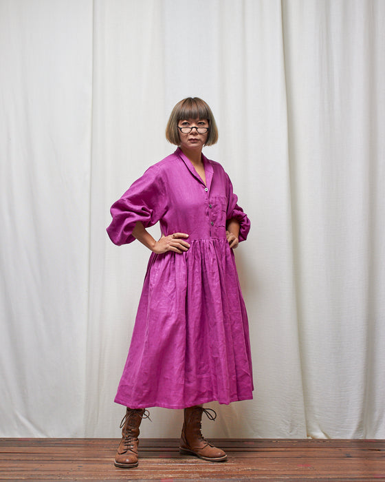 THE DRESSMAKER dress - Pink Grevillea Linen LUCKY LAST