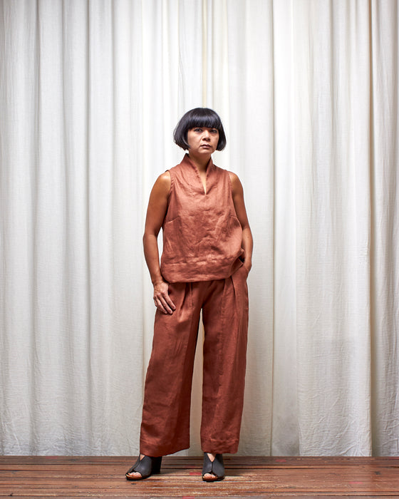 THE NARRATOR top - Chestnut Linen MADE-TO-ORDER