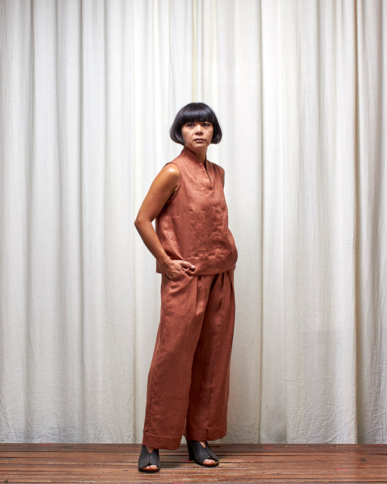 THE NARRATOR top - Chestnut Linen MADE-TO-ORDER