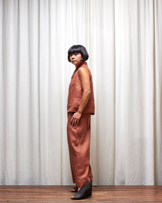 THE NARRATOR top - Chestnut Linen MADE-TO-ORDER
