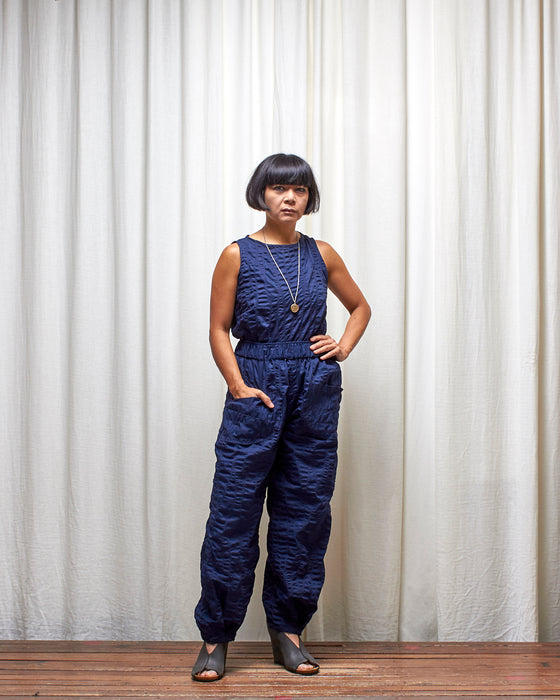 FIELD WORK pants - Navy Seersucker