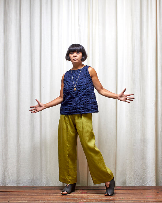 THE WRITER top - Navy Seersucker LAST CHANCE