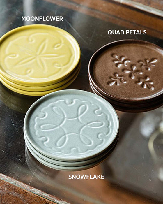 PORCELAIN DISH Carved Flower - Quad Petals