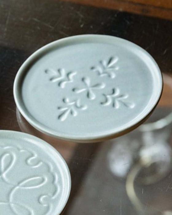 PORCELAIN DISH Carved Flower - Quad Petals