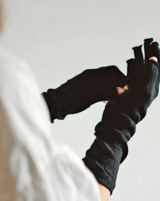 Linen Fingerless Arm Covers - Short