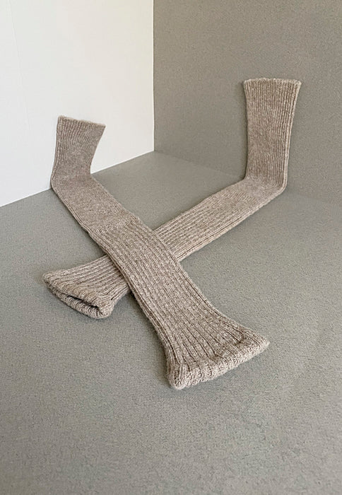 Arm and Leg Warmers knitted extra warm and cosy in alpaca and merino wool by Nishiguchi Kutsushita - beige