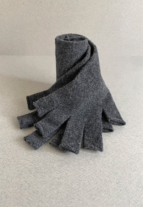 Merino Wool Fingerless Gloves - Charcoal Grey