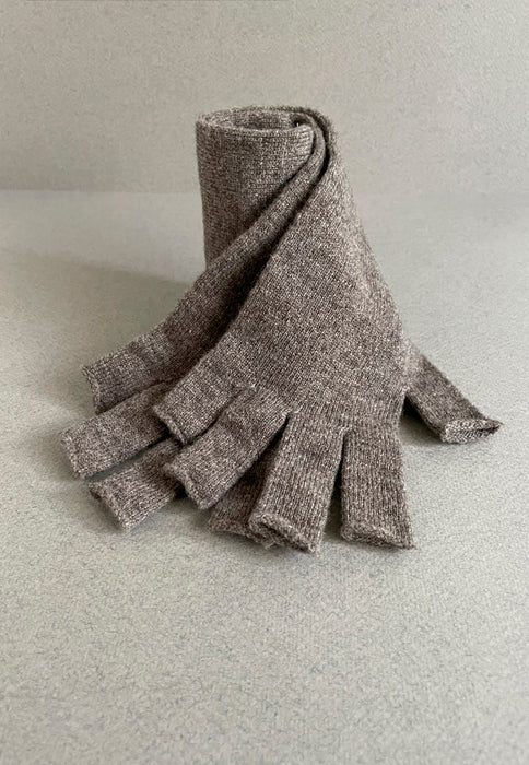 Merino Wool Fingerless Gloves - Mocha Brown