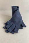Merino Wool Fingerless Gloves - Navy Blue