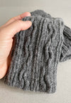 Teni Hand Warmers cosy fingerless wool gloves by Nishiguchi Kutsushita - charcoal grey